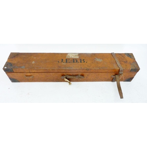 487 - A military wooden and metal bound rifle case