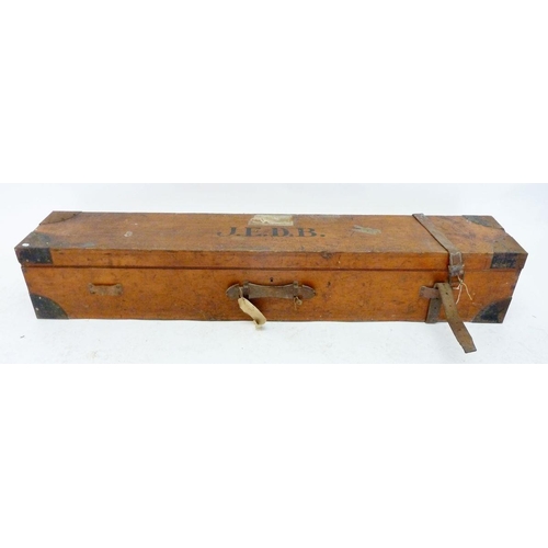 487 - A military wooden and metal bound rifle case