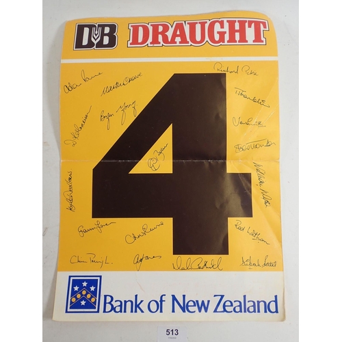 513 - Four Welsh Rugby programmes circa 1970's and a New Zealand Bank poster signed by cricket team circa ... 