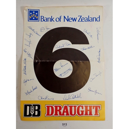 513 - Four Welsh Rugby programmes circa 1970's and a New Zealand Bank poster signed by cricket team circa ... 