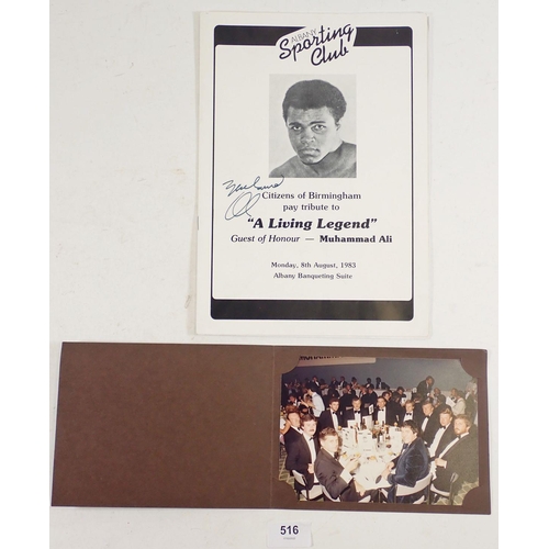 516 - An autographed programme by Muhammed Ali 'Albany Sporting Club' guest of honour 1983