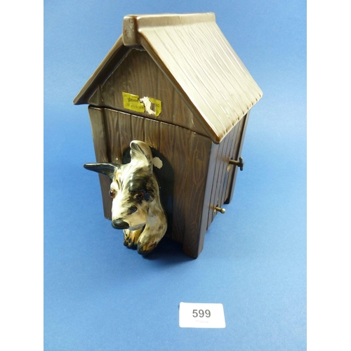 dog cigarette dispenser A vintage china novelty dog in a kennel cigarette dispenser (clockwork