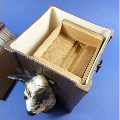 dog cigarette dispenser A vintage china novelty dog in a kennel cigarette dispenser (clockwork