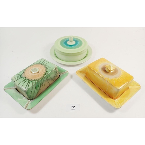 72 - Three Shelley butter dishes, one a/f