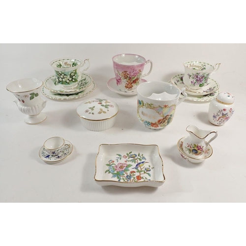 84 - Two Royal Albert trios, two invalid cups and various miniature china, including Aynsley etc