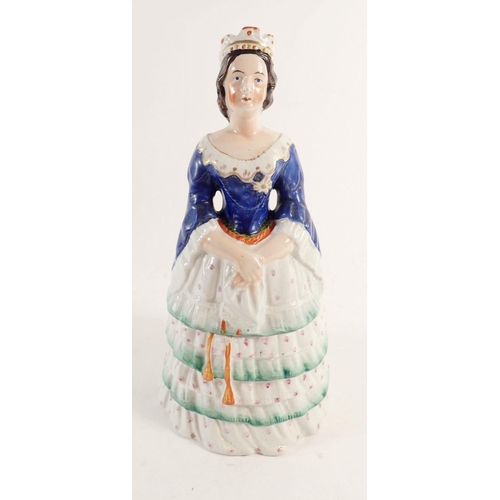 89 - A Staffordshire china Queen Victoria figure form trinket box