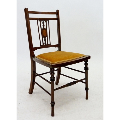 929 - An Edwardian mahogany small chair with paterae inlay