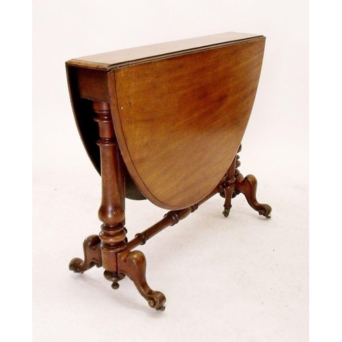 932 - A Victorian mahogany Sutherland table on turned end supports, 90cm long