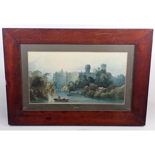 940 - A pair of early 19th century watercolours - travellers in a pastoral landscape and a castle and rive... 