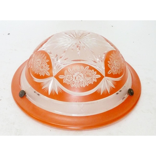 943 - A vintage orange and cut glass lampshade