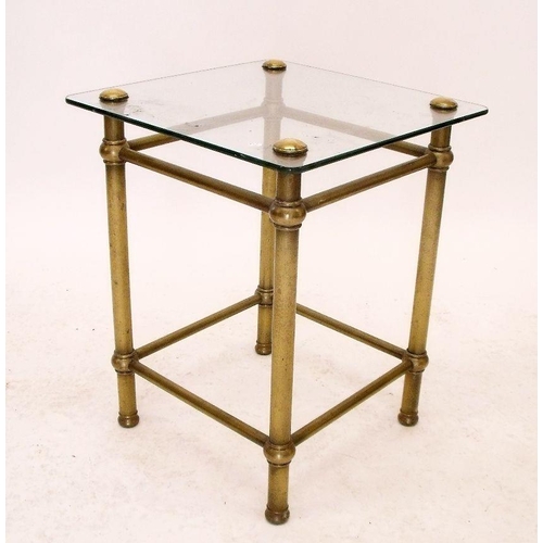 946 - A vintage retro glass and brass square occasional table