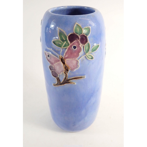 96 - A Royal Doulton tube lined butterfly vase, 23cm