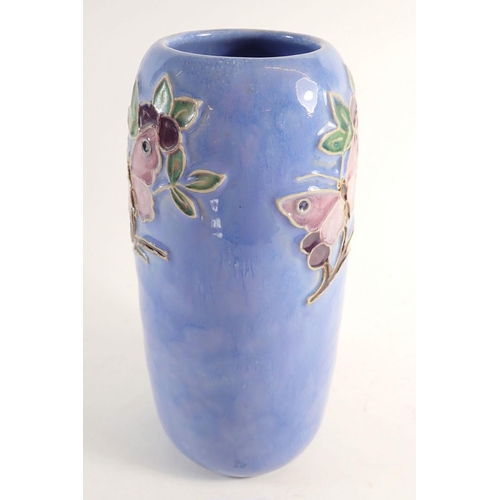 96 - A Royal Doulton tube lined butterfly vase, 23cm