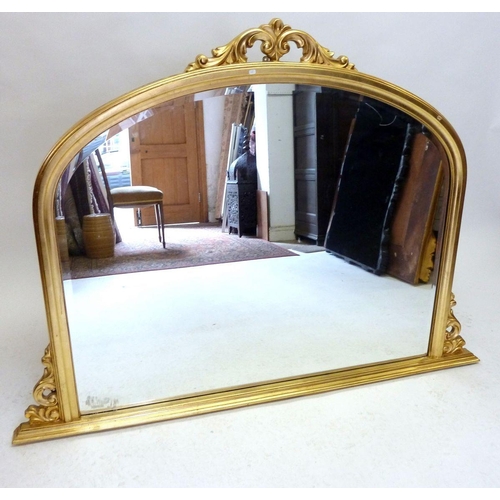 1250A - A large gilt overmantel mirror, 104cm high x 145cm wide