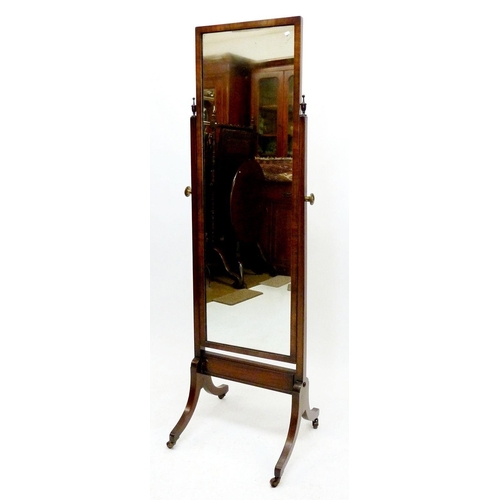 1252 - A mahogany cheval mirror on stand