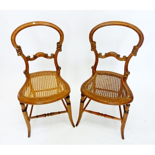 1265 - A Victorian pair of cane seated bedroom chairs