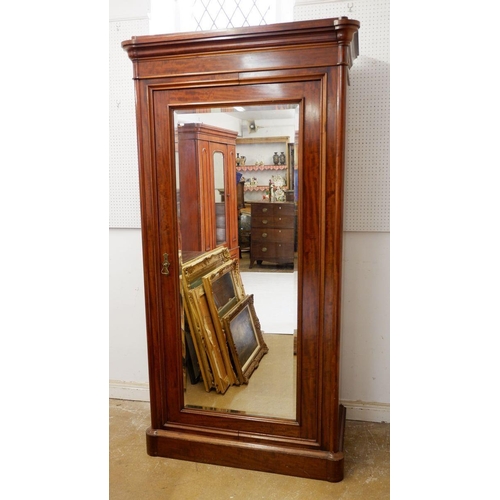 1274 - A Maples Victorian mahogany mirror door wardrobe, 107cm wide approx.