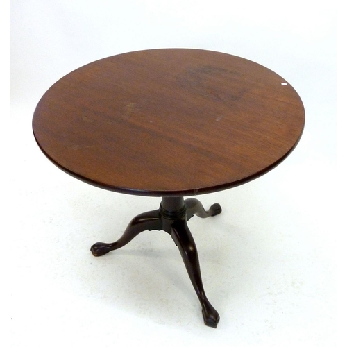 1276 - A George III mahogany circular tilt top occasional table with bird cage action on turned column and ... 