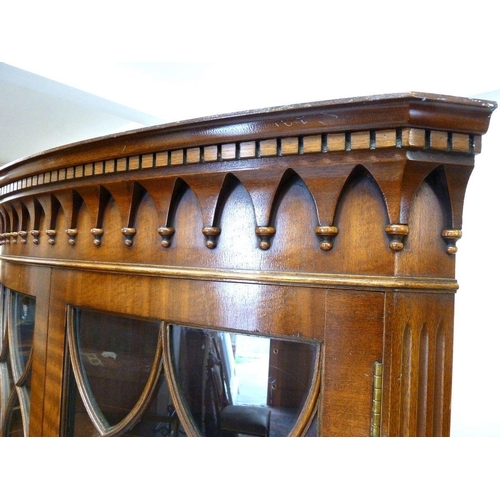 1277 - A mahogany reproduction corner cabinet with two glazed doors, 188cm high