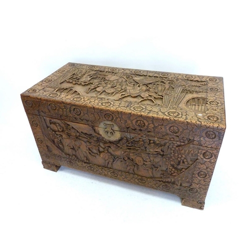 1283 - A carved Chinese camphorwood chest