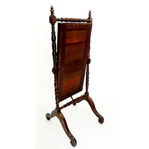 1291 - A Victorian mahogany cheval mirror on turned supports