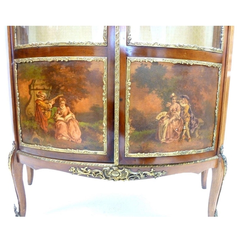 1293 - A French Vernis Martin two door glazed cabinet with gilt metal mounts and painted panels, approx 168... 