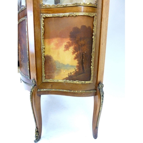 1293 - A French Vernis Martin two door glazed cabinet with gilt metal mounts and painted panels, approx 168... 