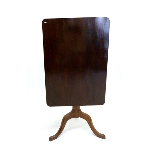 1299 - A 19th mahogany tilt top rectangular occasional table on turned column and triple cabriole supports