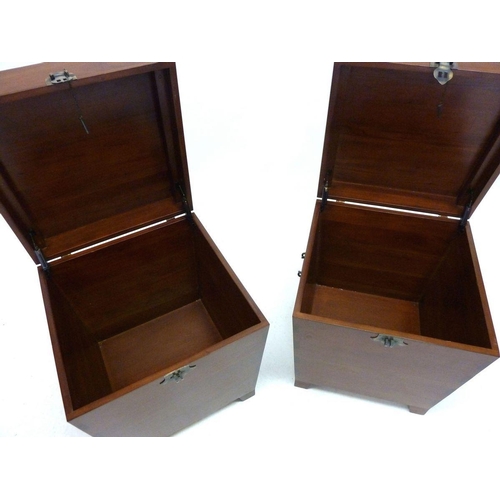 1302 - A pair of Chinese mahogany portable trunks/occasional tables with carrying handles