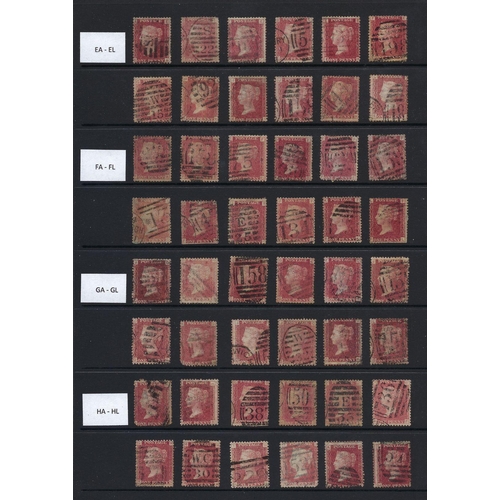 149 - GB: QV LE 1d Red 4 corner letter plate-position collection complete, AA-TL. 240 used stamps incl pos... 