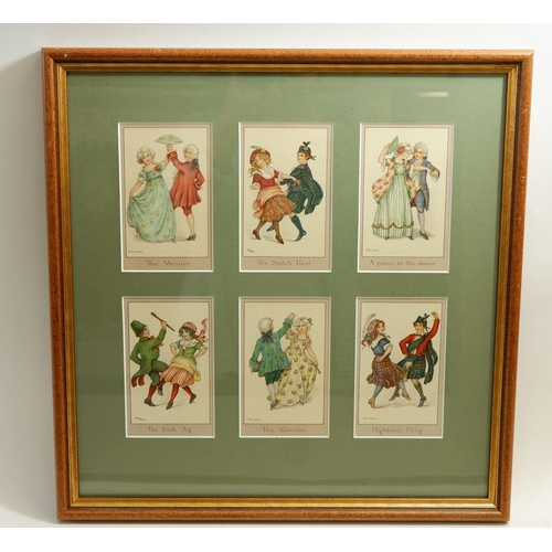 213 - Postcards: G E Shepheard, set of six Equine Mishaps framed and glazed, Florence Hardy, set of six Ch... 