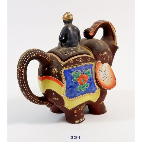 334 - A novelty oriental elephant teapot