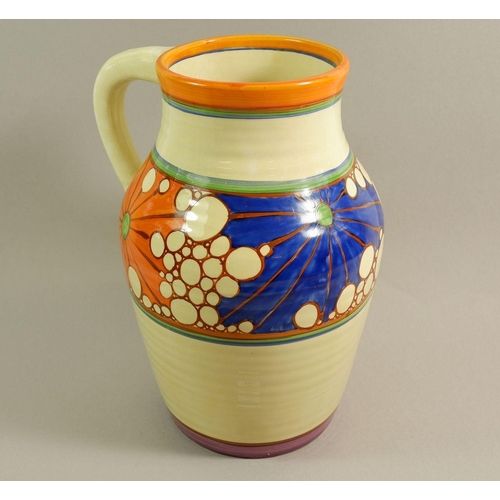 465 - A Clarice Cliff 'Broth' lotus jug, 'Gold Fantasque Newport, Lawley's Norfolk Pottery Stoke' stamp to... 