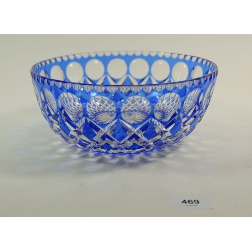 469 - A Tudor blue flashed cut glass fruit bowl, 23cm diameter