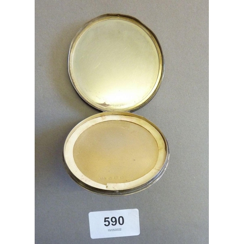 590 - A silver and enamel compact decorated roses, Birmingham 1936