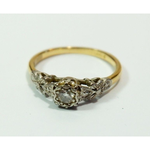 614 - A Victorian 18 carat gold and platinum set diamond ring, size N to O, 2.7g