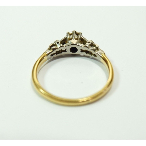 614 - A Victorian 18 carat gold and platinum set diamond ring, size N to O, 2.7g