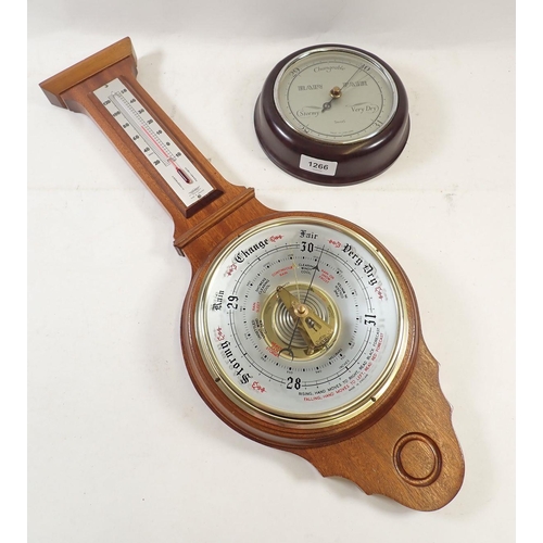 1266 - A modern Shortland barometer/thermometer and a Smiths Bakelite barometer