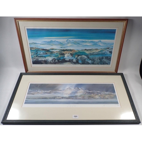 1285 - G McDonald - two limited edition prints Isle of Sky, 19.5 x 66cm and Jura View, 26.5 x 63cm