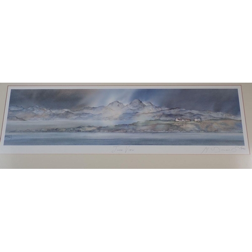 1285 - G McDonald - two limited edition prints Isle of Sky, 19.5 x 66cm and Jura View, 26.5 x 63cm