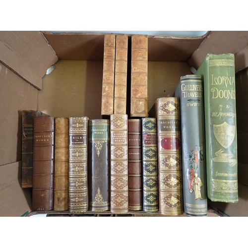 230 - A box of leather tooled literary books plus some historical books etc