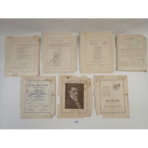 239 - A set of classical concert programme pages signed by Thomas Beecham, Corinne Hay, Zaporojetz, Clara ... 