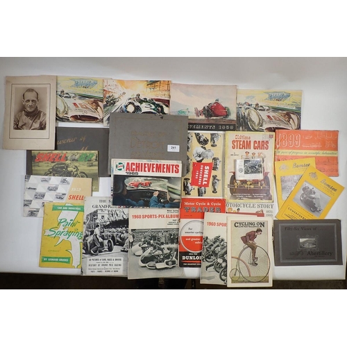 241 - A group of booklets and ephemera relating to motorcycles and motorbikes plus early Radio Component c... 