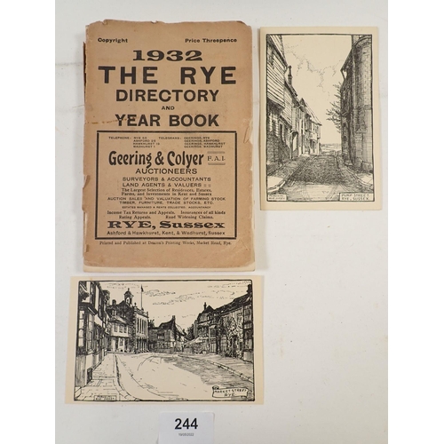 244 - A 1932 Rye Directory and two postcards