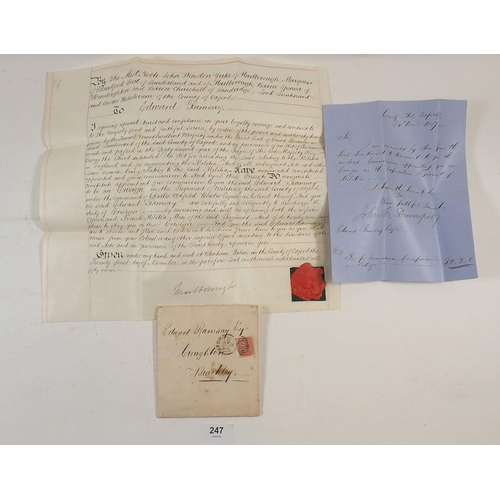 247 - Victorian 1857 Commission for Edward Ramsay Esq to the Oxfordshire Regiment of Militia as Ensign sig... 