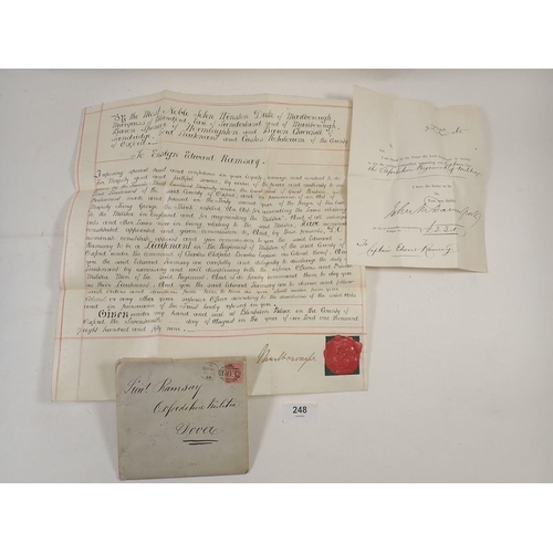 248 - Victorian 1859 Commission for Lieutenant Edward Ramsay Esq to the Oxfordshire Regiment of Militia si... 