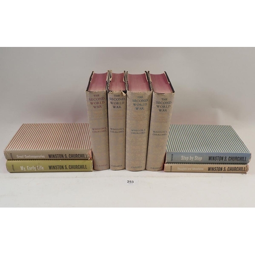 253 - Four volumes of Winston Churchills The Second World War and four other books by Winston Churchill