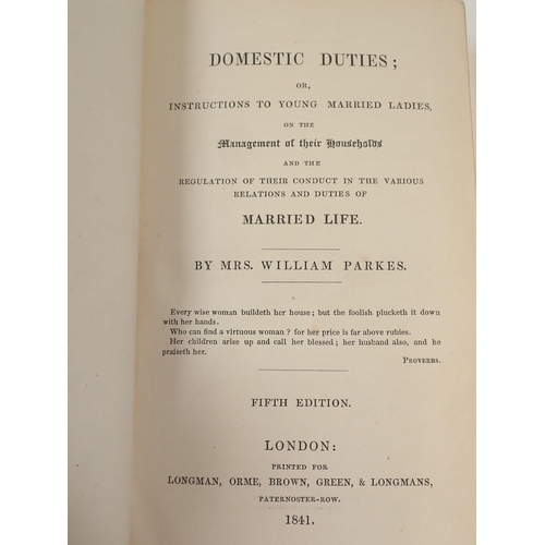 266 - Cottage Economy by William Cobbett 1823 a/f and Parkes Domestic Duties or Instruction to Young Marri... 