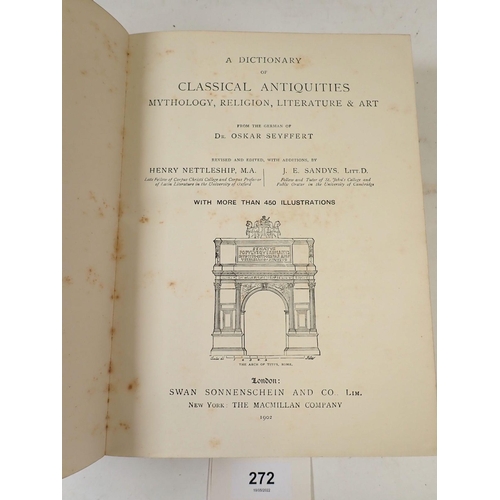 272 - A Dictionary of Classical Antiquities 1902 and The Mysteries of Paris by Eugene Sue 1847