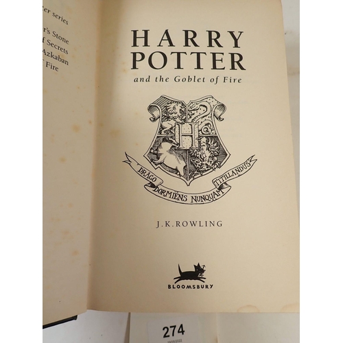 274 - First Edition Harry Potter and The Goblet of Fire by J K Rowling with dust cover, ISBN 074754624X